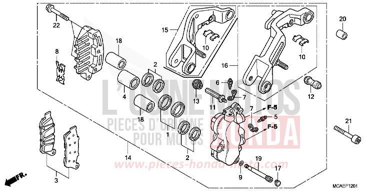 ETRIER DE FREIN AVANT GAUCHE de Gold Wing GRAPHITE BLACK (NHB01) 2014